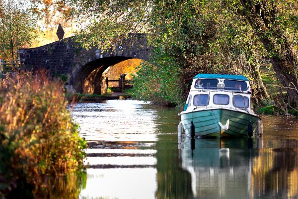 canal boat and bridge