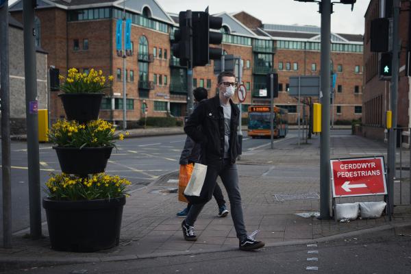 pedestrians crossing road