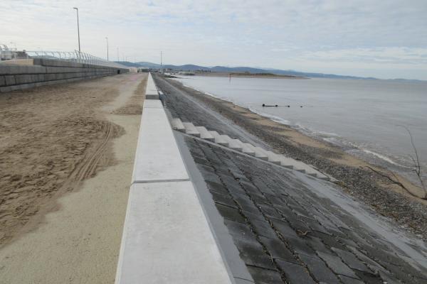 coastline with sea wall and stairs