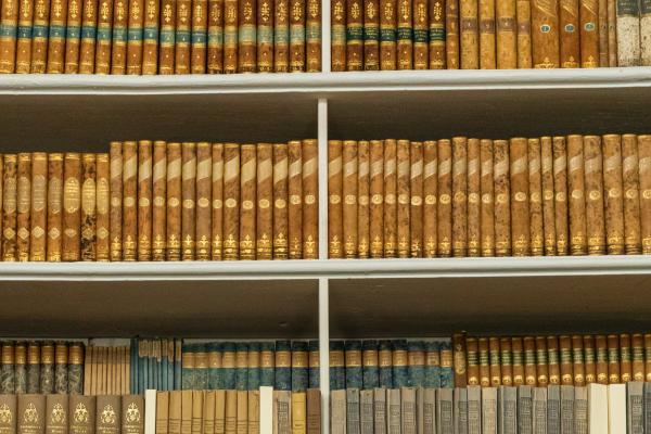a row of law books on a shelf