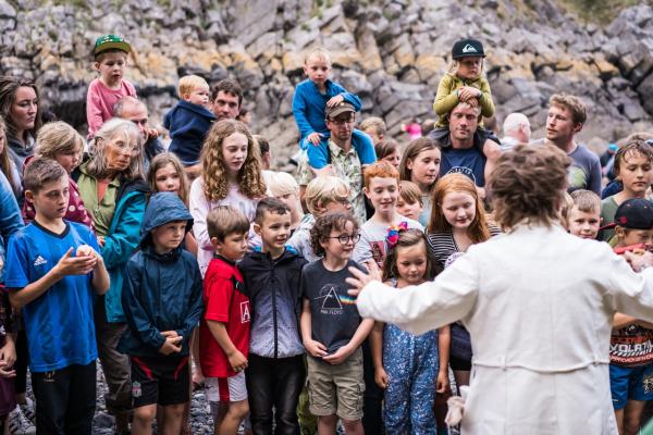 Children being instructed outdoors