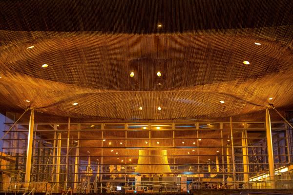 the outside of Senedd Cymru