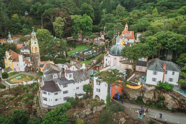 aerial view of colourful buildings