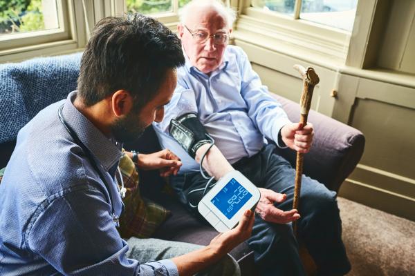 Person receives a blood pressure examination 