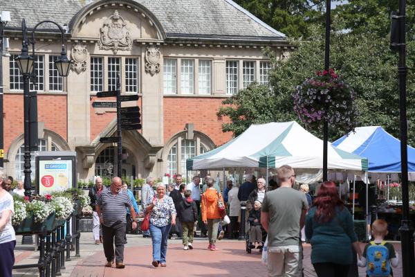 Wrexham market in Town Centre 
