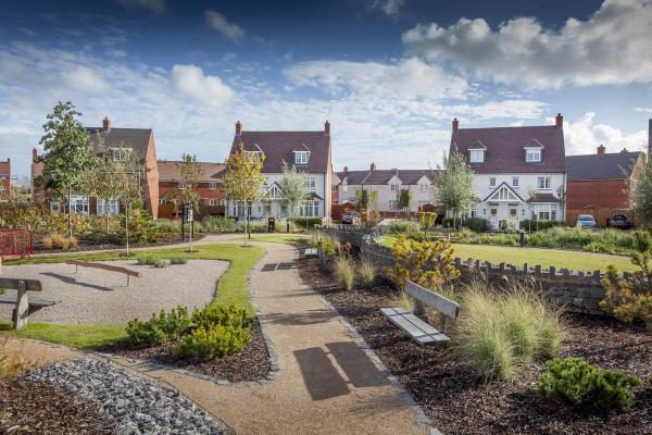 a new housing estate with green area