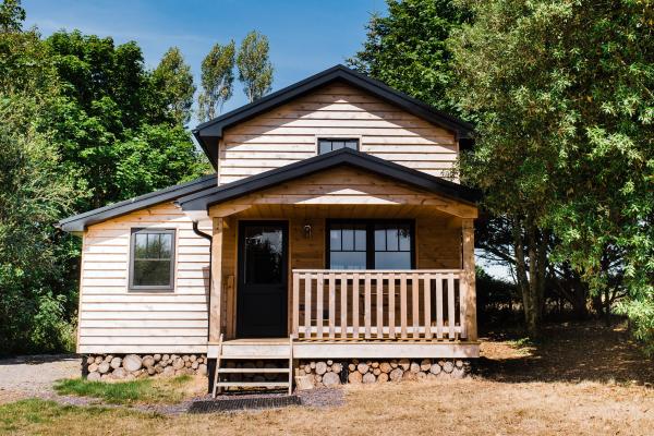 a wooden holiday cabin
