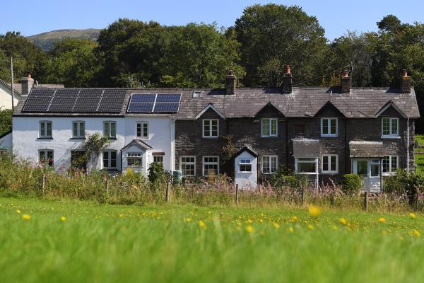 a row of houses in the countryside